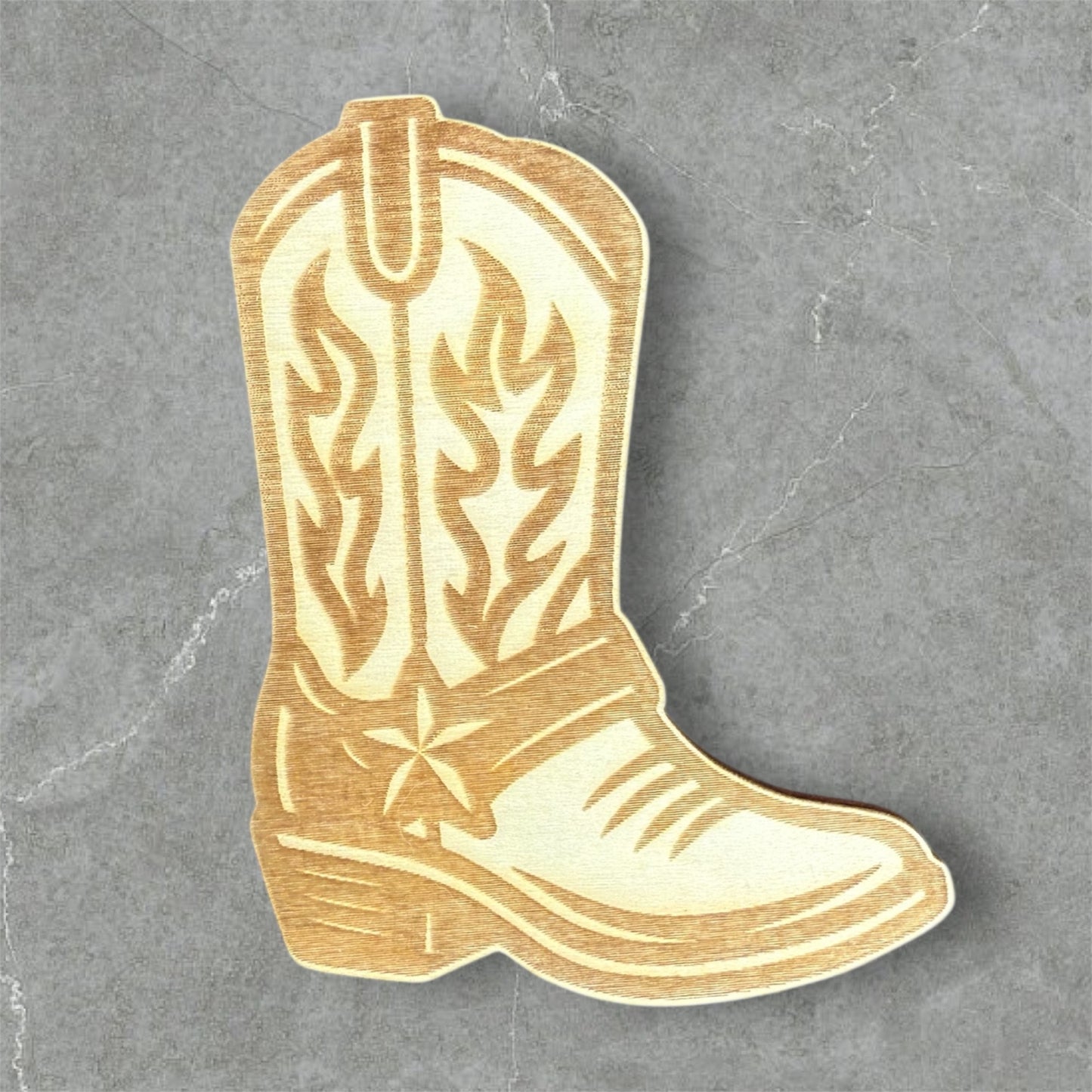 Cowgirl Boot Wood Magnet