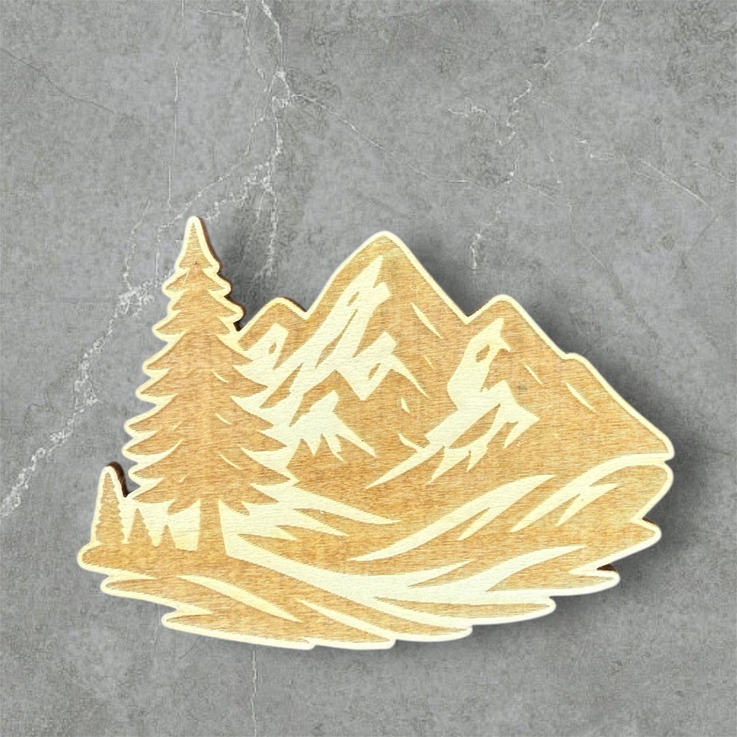Mountain Scenery Wood Magnet