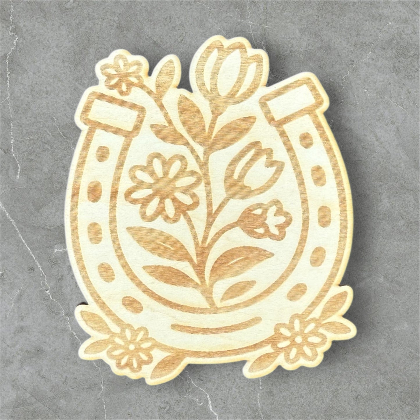 Floral Horseshoe Wood Magnet