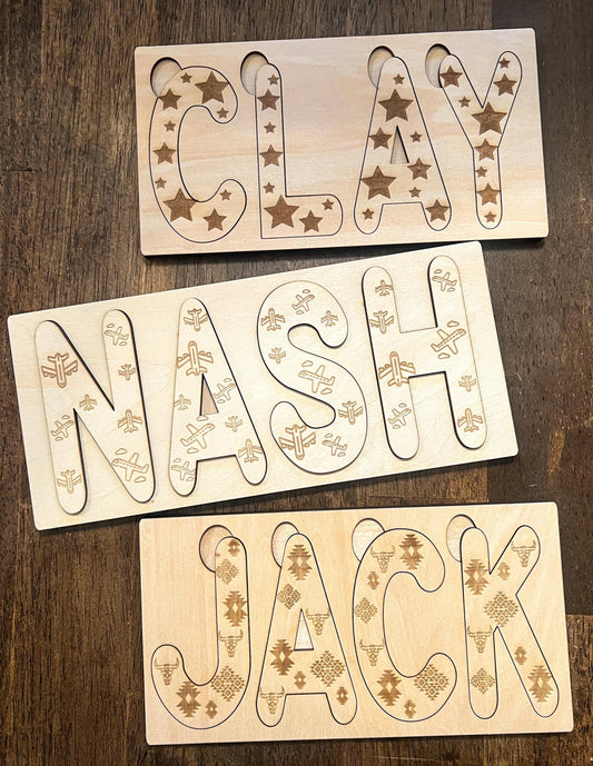 Aztec Western Lassr Engraved Print Custom Name Puzzle
