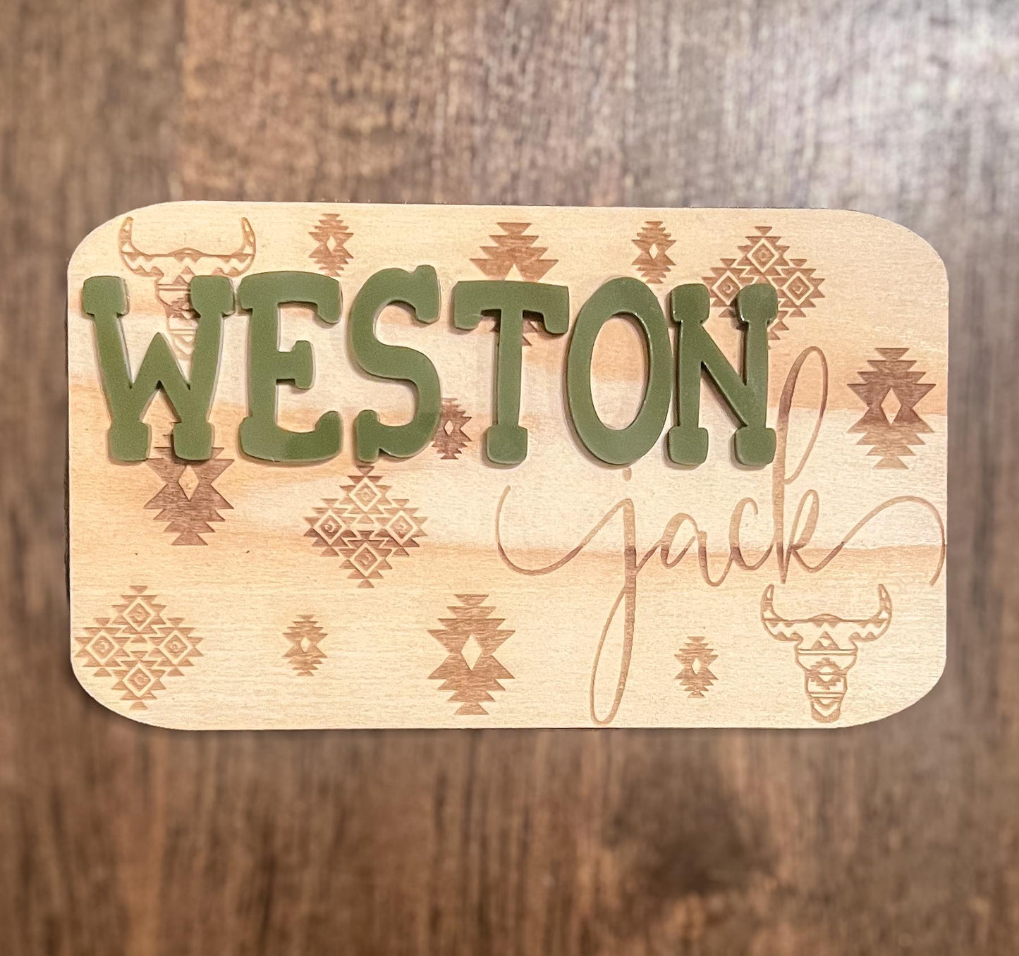 Aztec Western Baby Announcement: Custom Name & Milestone Set
