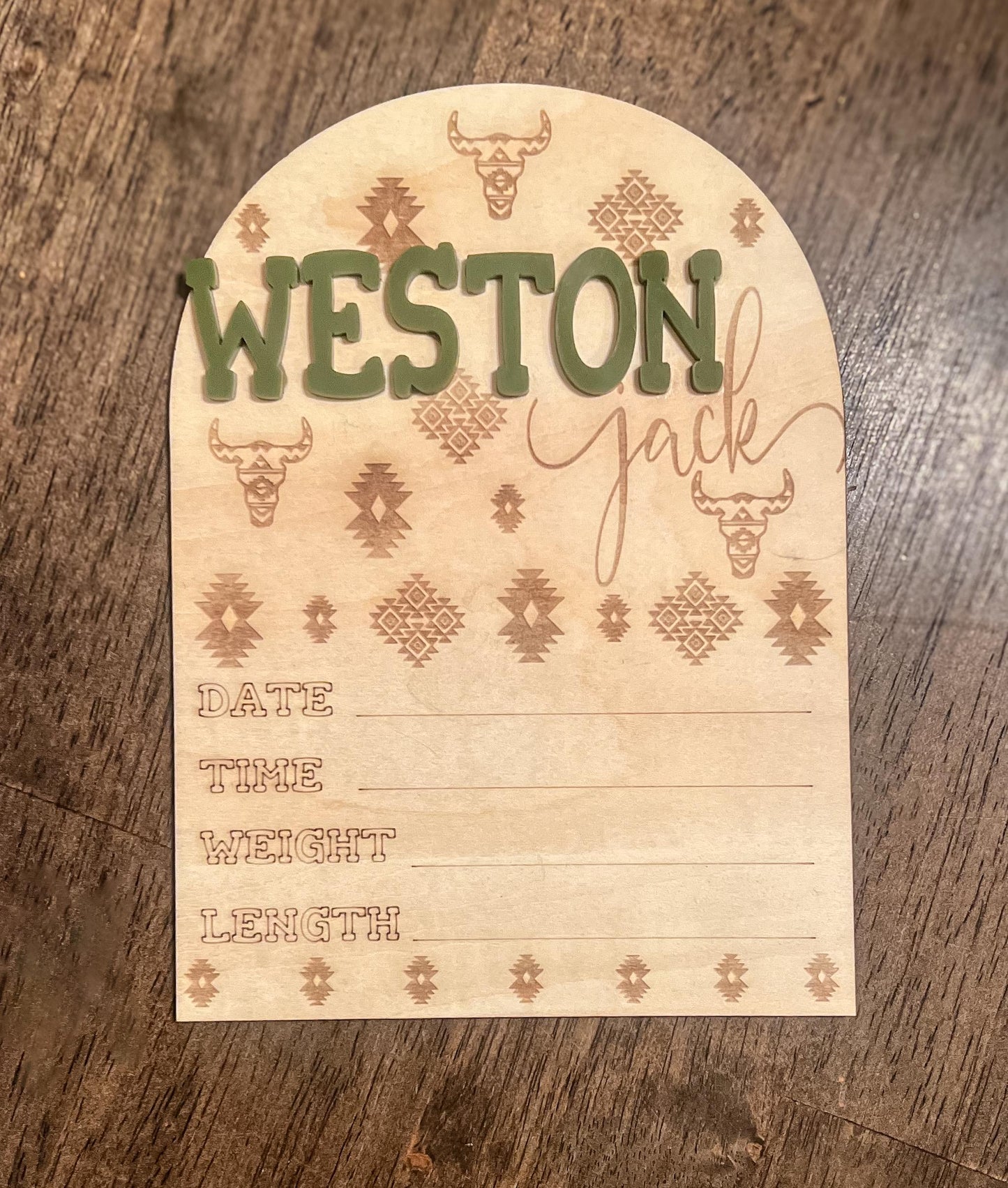 Aztec Western Baby Announcement: Custom Name & Milestone Set