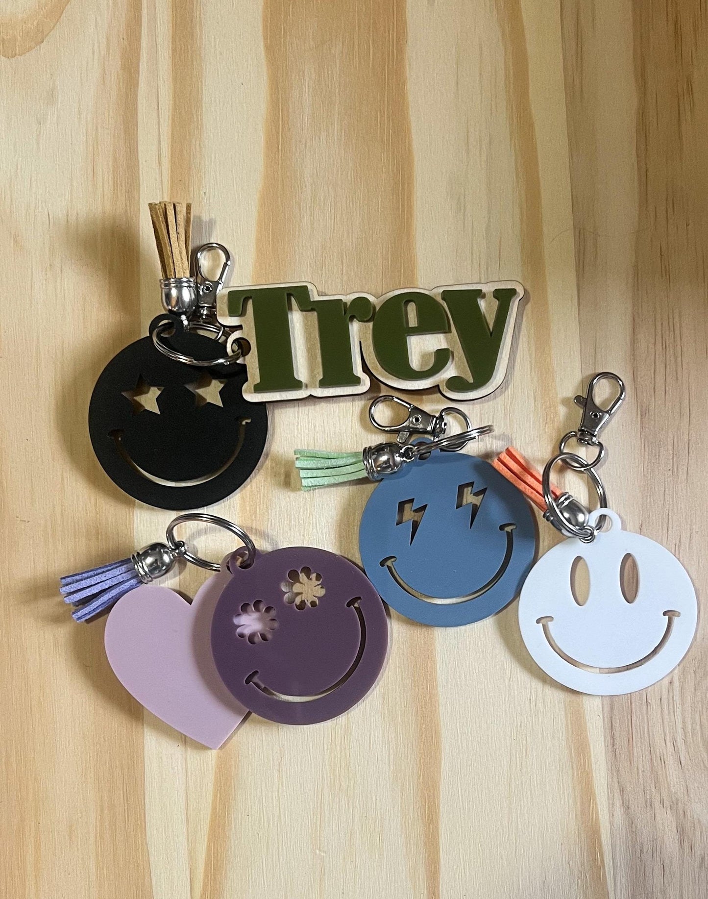 Smiley Face Keychain: Character Backpack Charm with Tassel