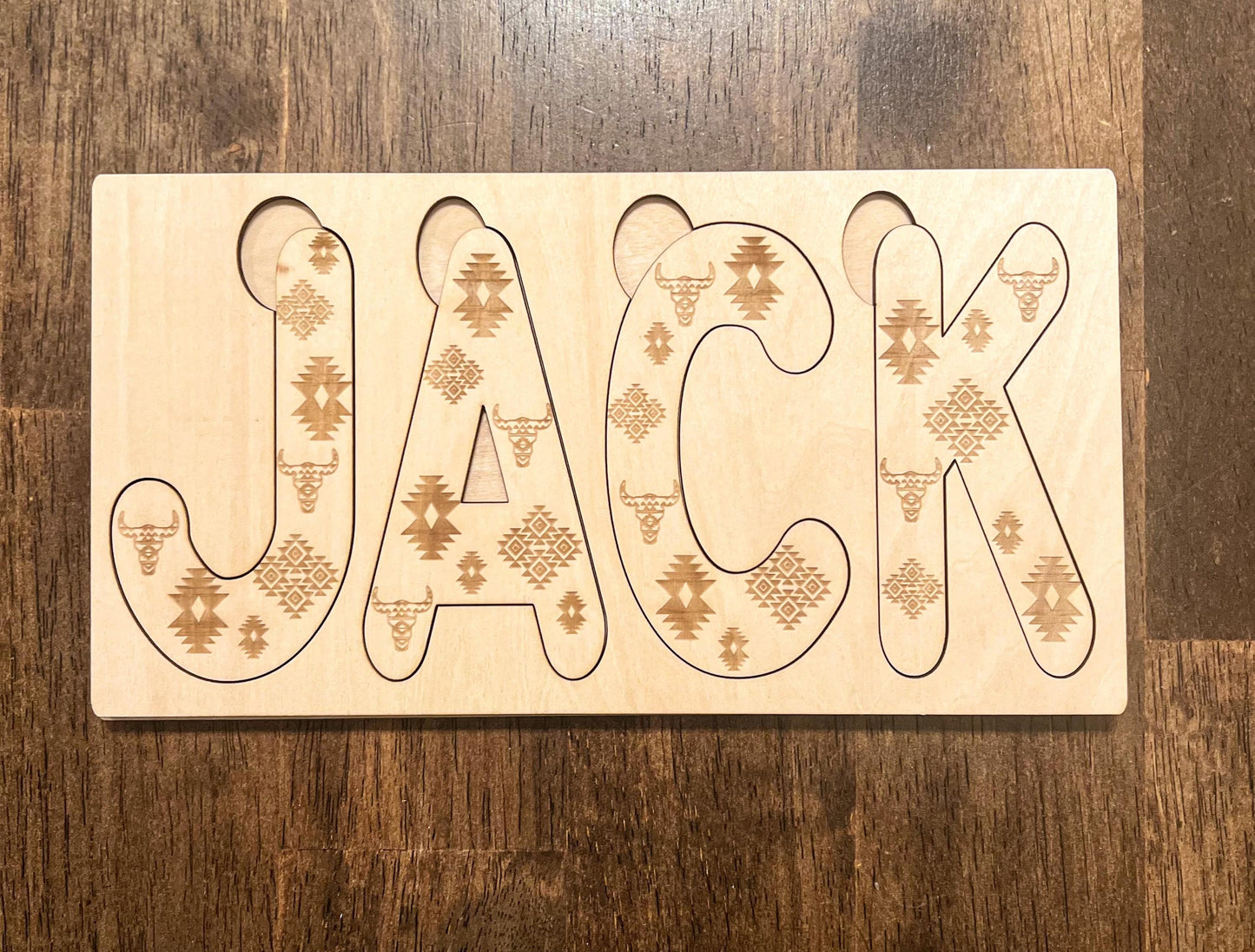 Aztec Western Lassr Engraved Print Custom Name Puzzle
