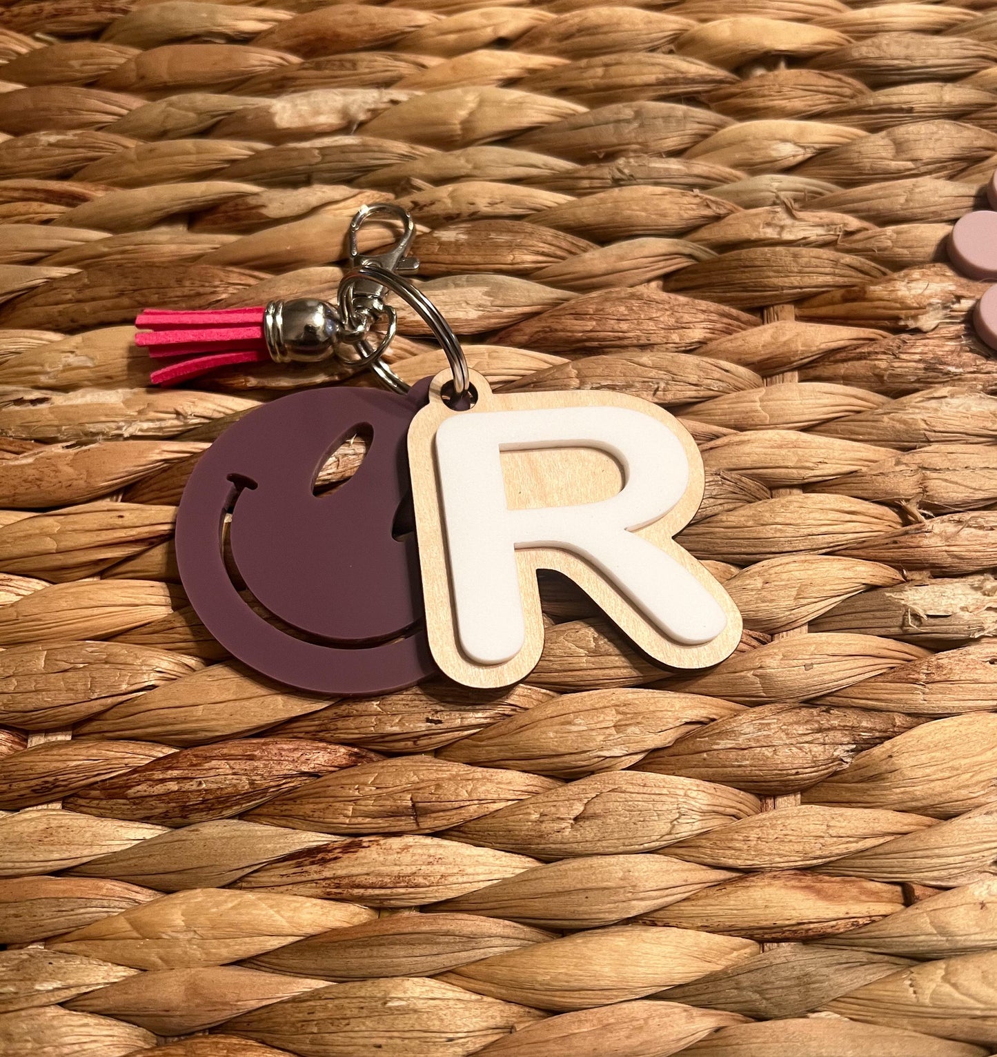 Personalized Kids Initial Keychain: Backpack Name Tag with Tassel