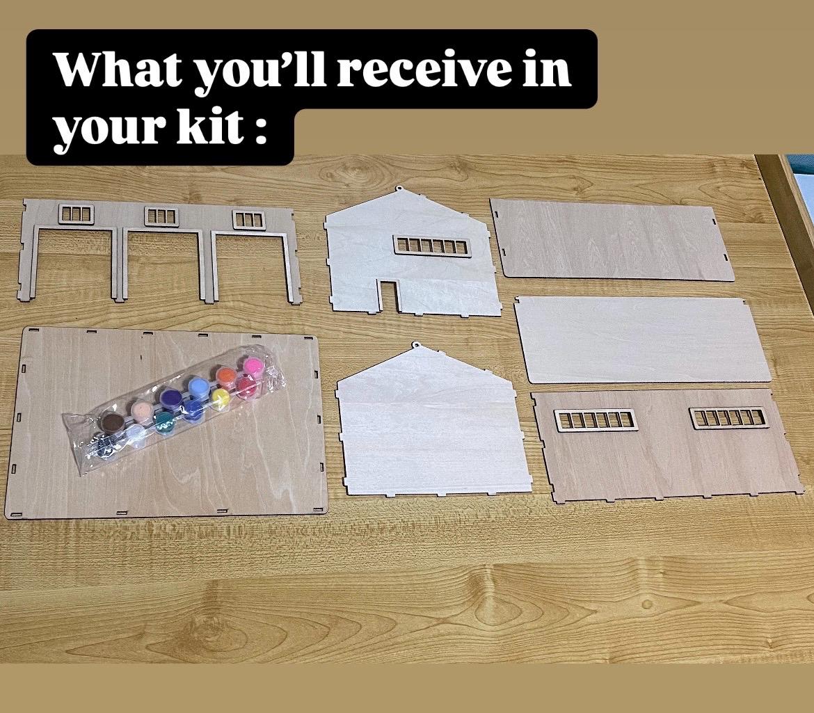 Kids' DIY Wooden Toy Car Garage Kit: Unassembled Art Project