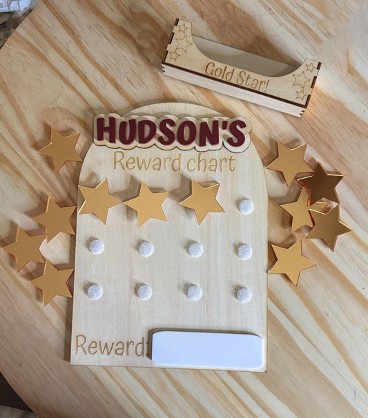 Personalized Magnetic Reward Chart with Gold Star Holder