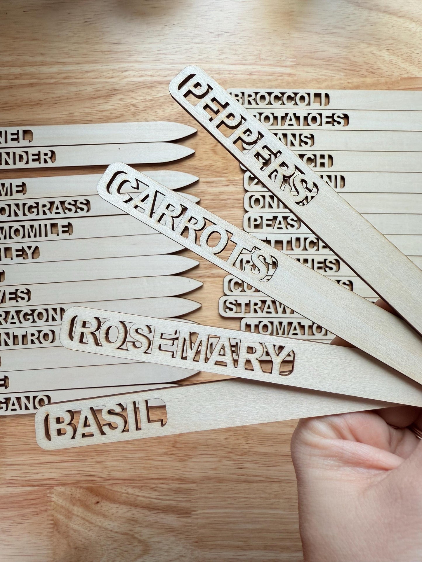 Wooden Herb Garden Markers: Laser Cut Plant Labels