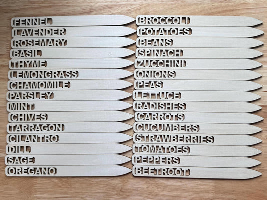 Wooden Herb Garden Markers: Laser Cut Plant Labels