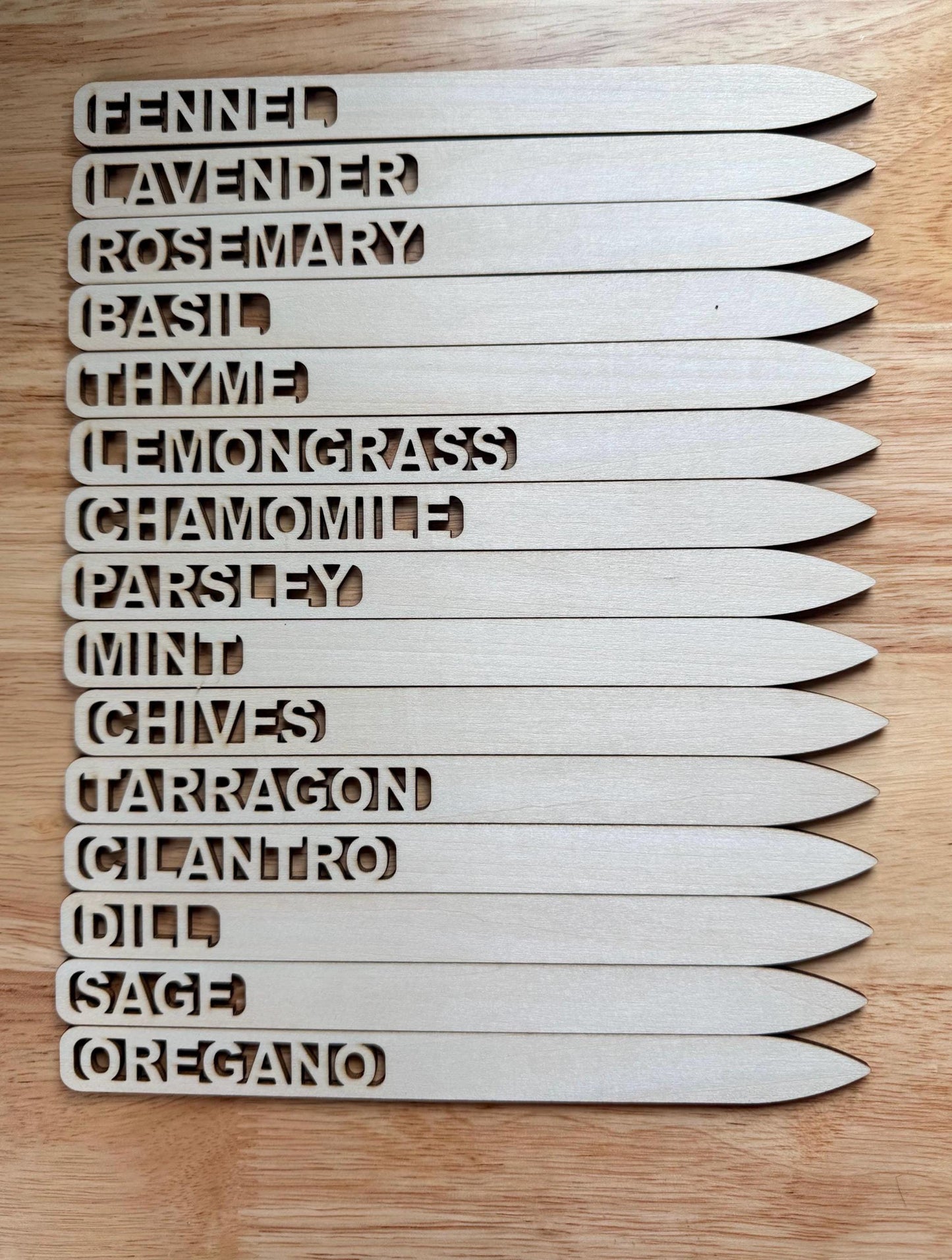 Wooden Herb Garden Markers: Laser Cut Plant Labels