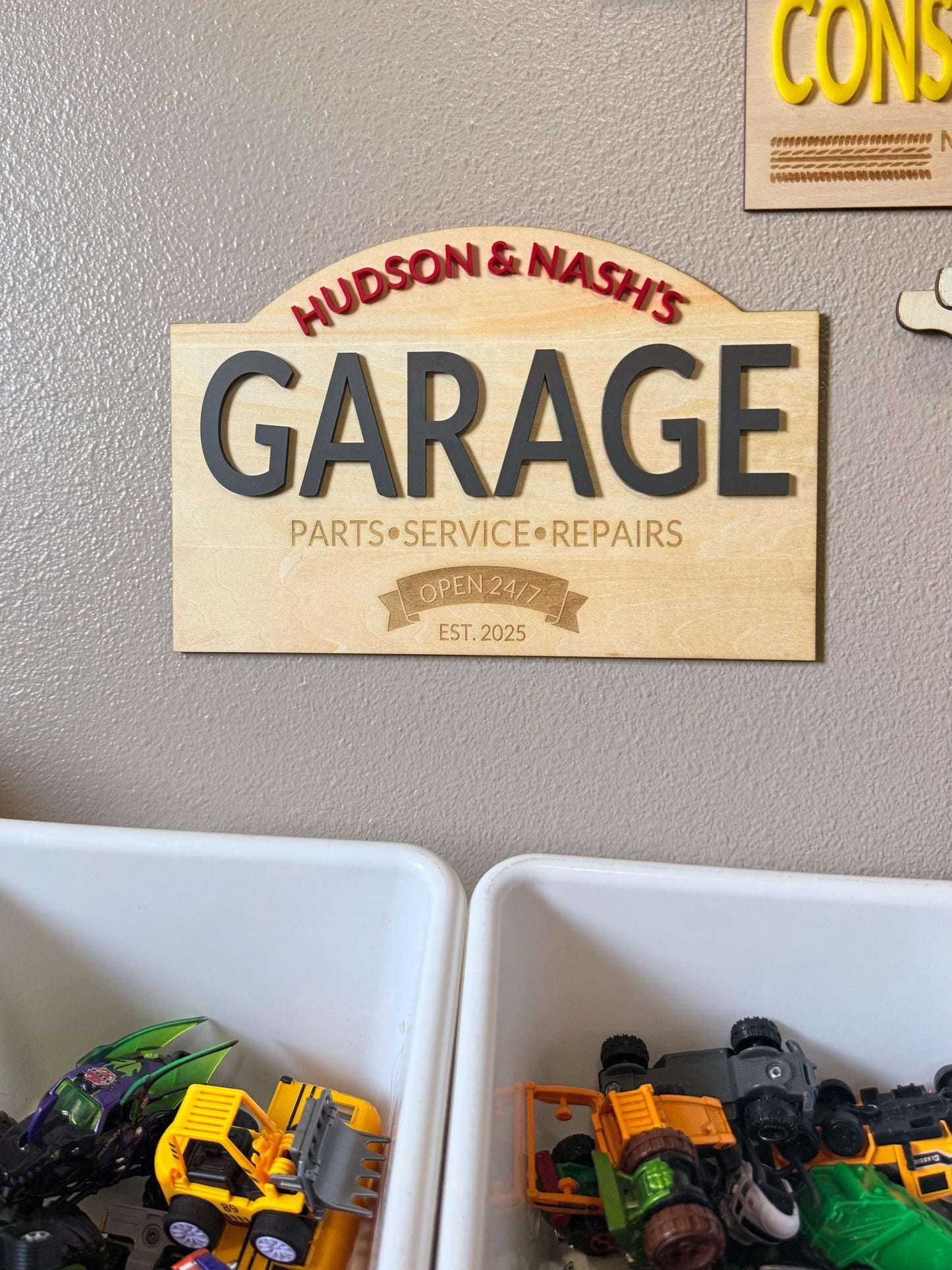 Custom Garage Name Sign: 3D Kids Playroom Decor