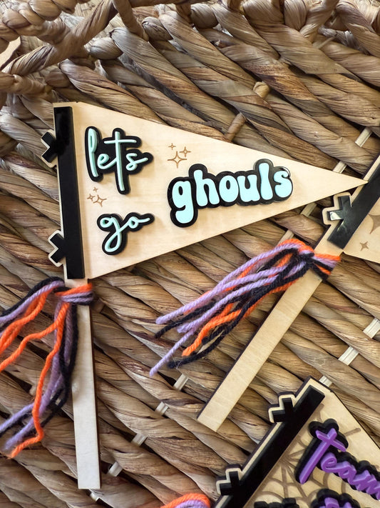 Halloween Pennant Flag Signs | Boo Basket Decorations | “Boo” | “Team Spooky” | “Let’s Go Ghouls”