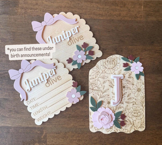 Floral Initial Monogram Wood Sign: Personalized Nursery Decor