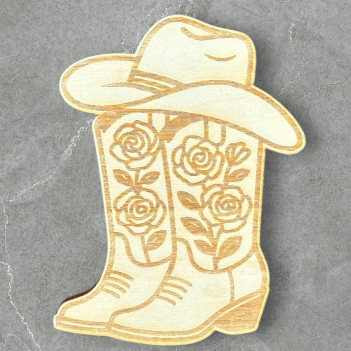 Cowgirl Boots and Hat Wood Magnet