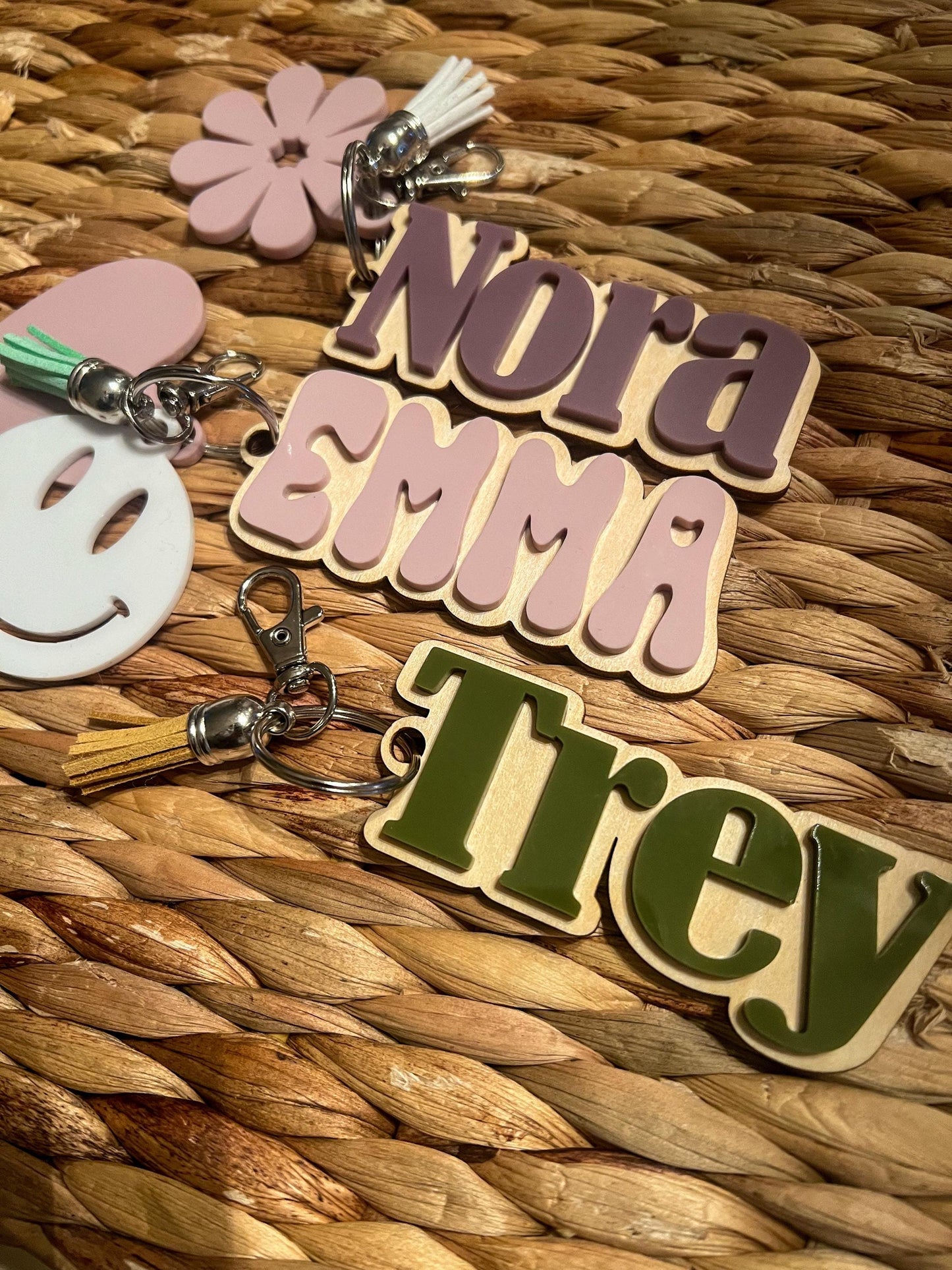 Custom Name Keychain with Tassel: Kids Backpack Tag