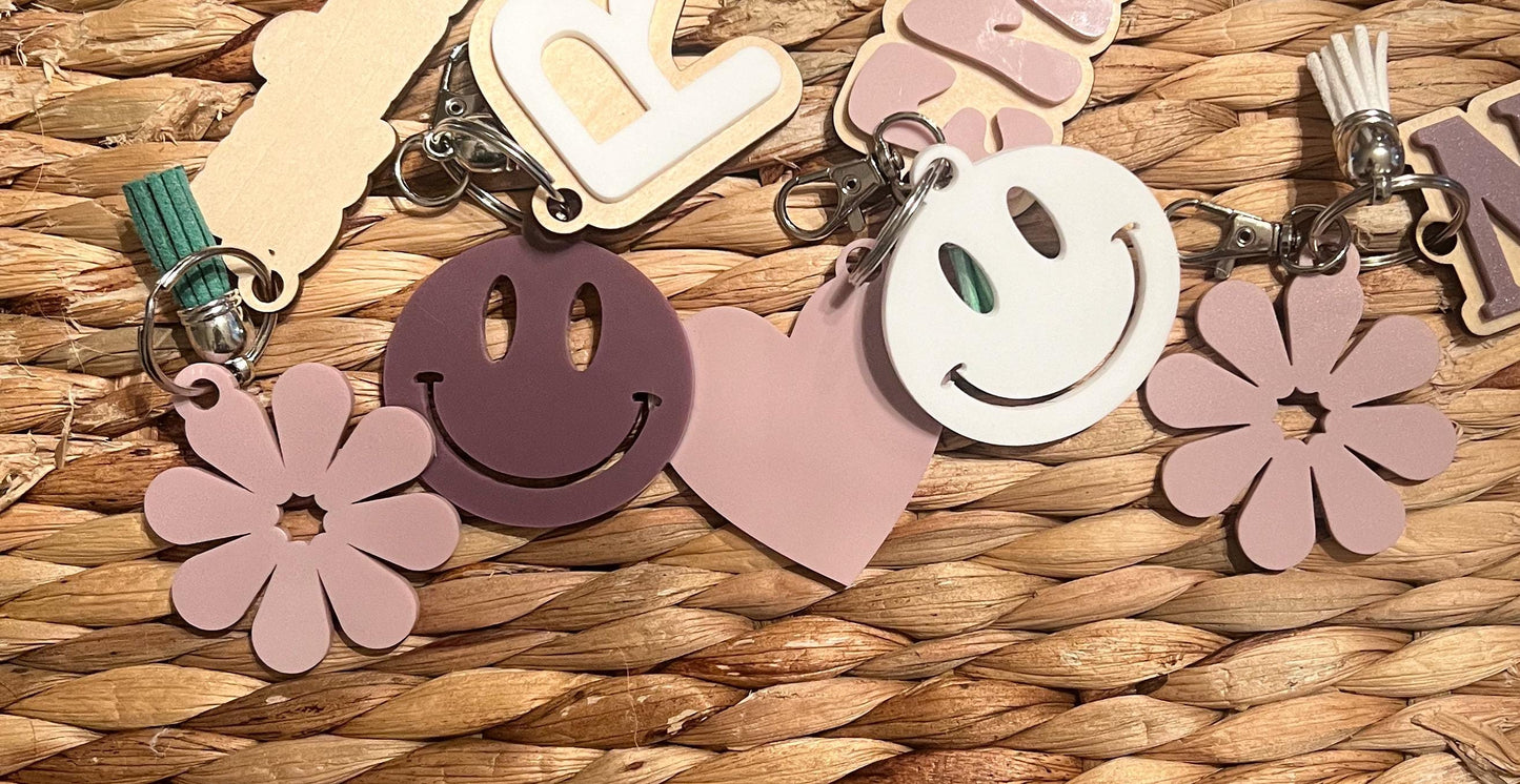 Custom Name Keychain with Tassel: Kids Backpack Tag