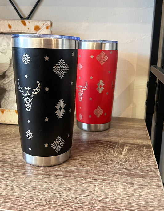 Engraved Western Tumbler: 20oz Stainless Steel Coffee Mug
