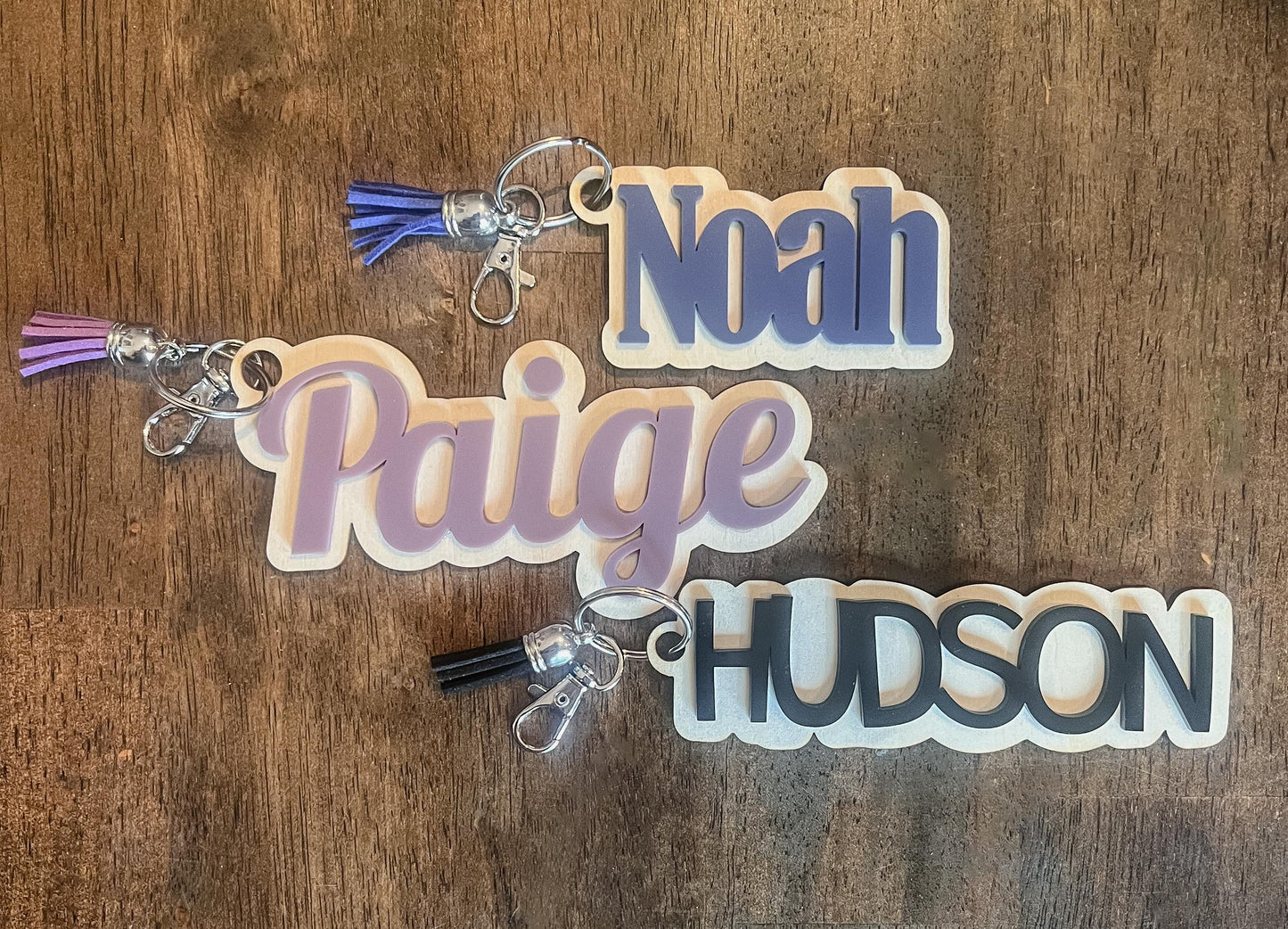 Custom Name Keychain with Tassel: Kids Backpack Tag