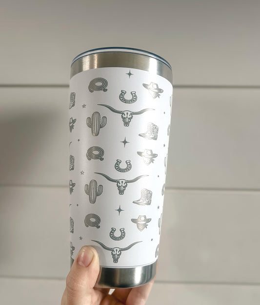 Western Engraved 20oz Tumbler: Stainless Steel Coffee Mug