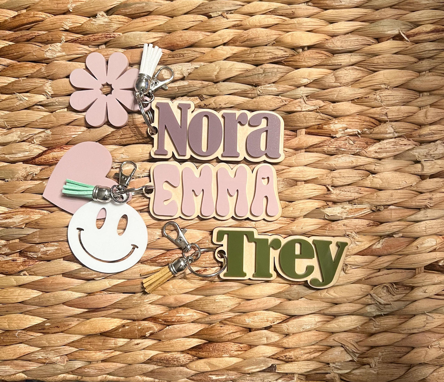 Custom Name Keychain with Tassel: Kids Backpack Tag