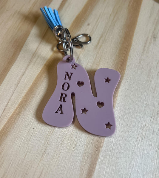Custom Initial Keychain: Personalized Name Cutouts & Tassel