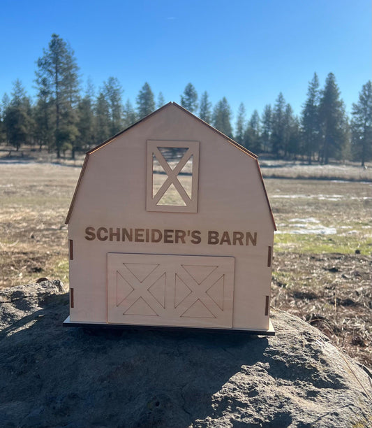 DIY Barn Model Craft Kit: Laser-Etched, Ready to Assemble
