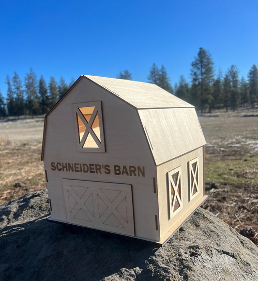 DIY Barn Model Craft Kit: Laser-Etched, Ready to Assemble
