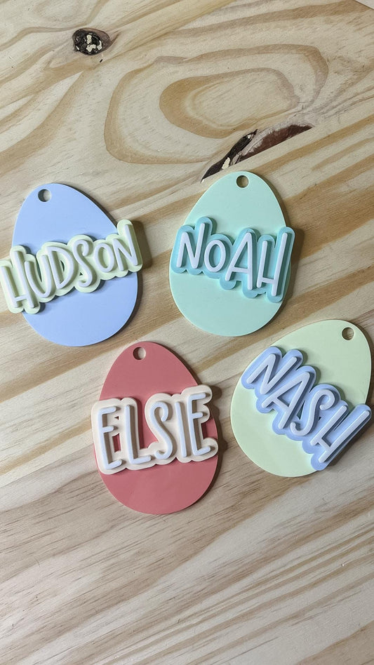 Personalized Acrylic Easter Egg Name Tags: Easter Basket Decor