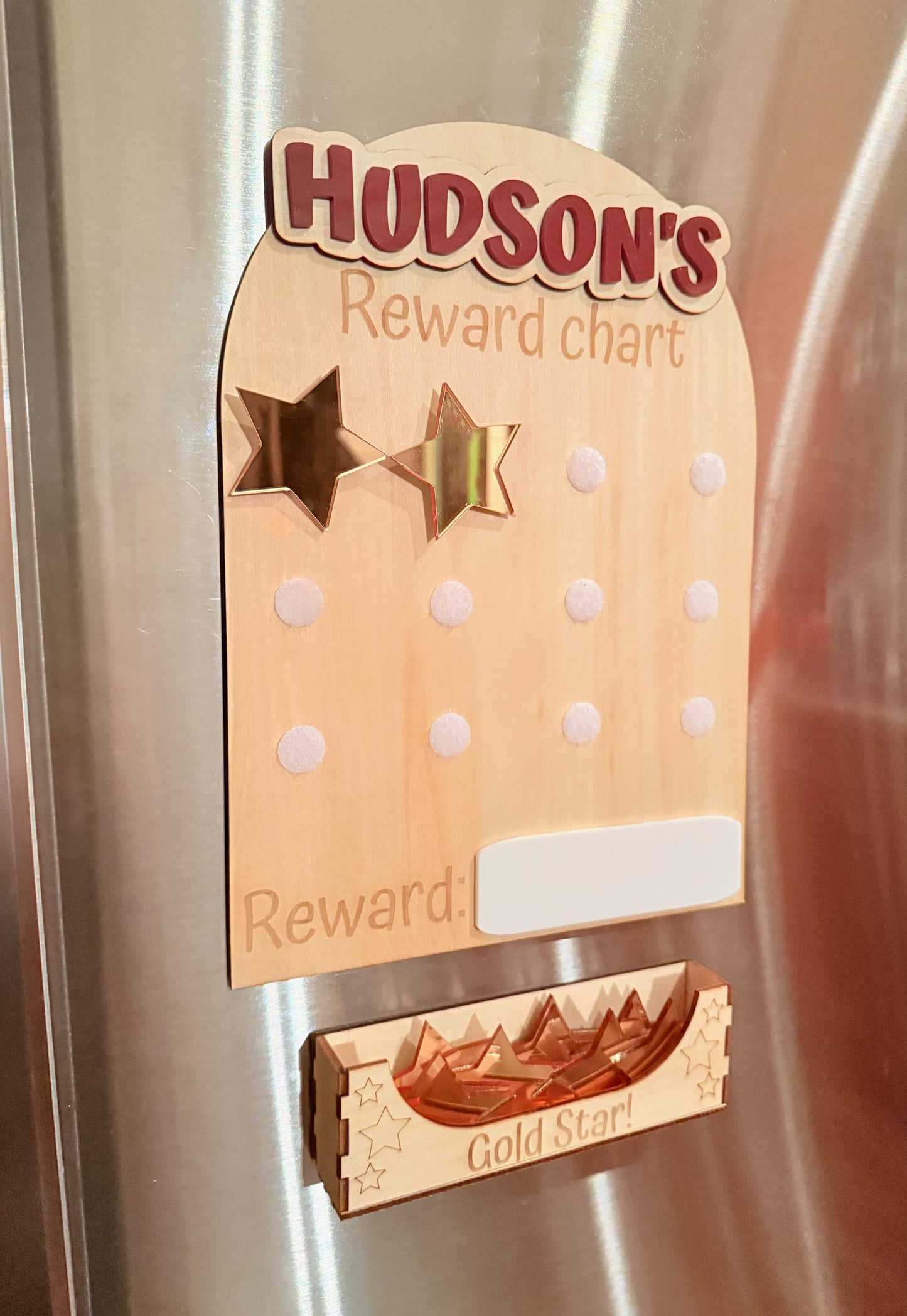 Personalized Magnetic Reward Chart with Gold Star Holder