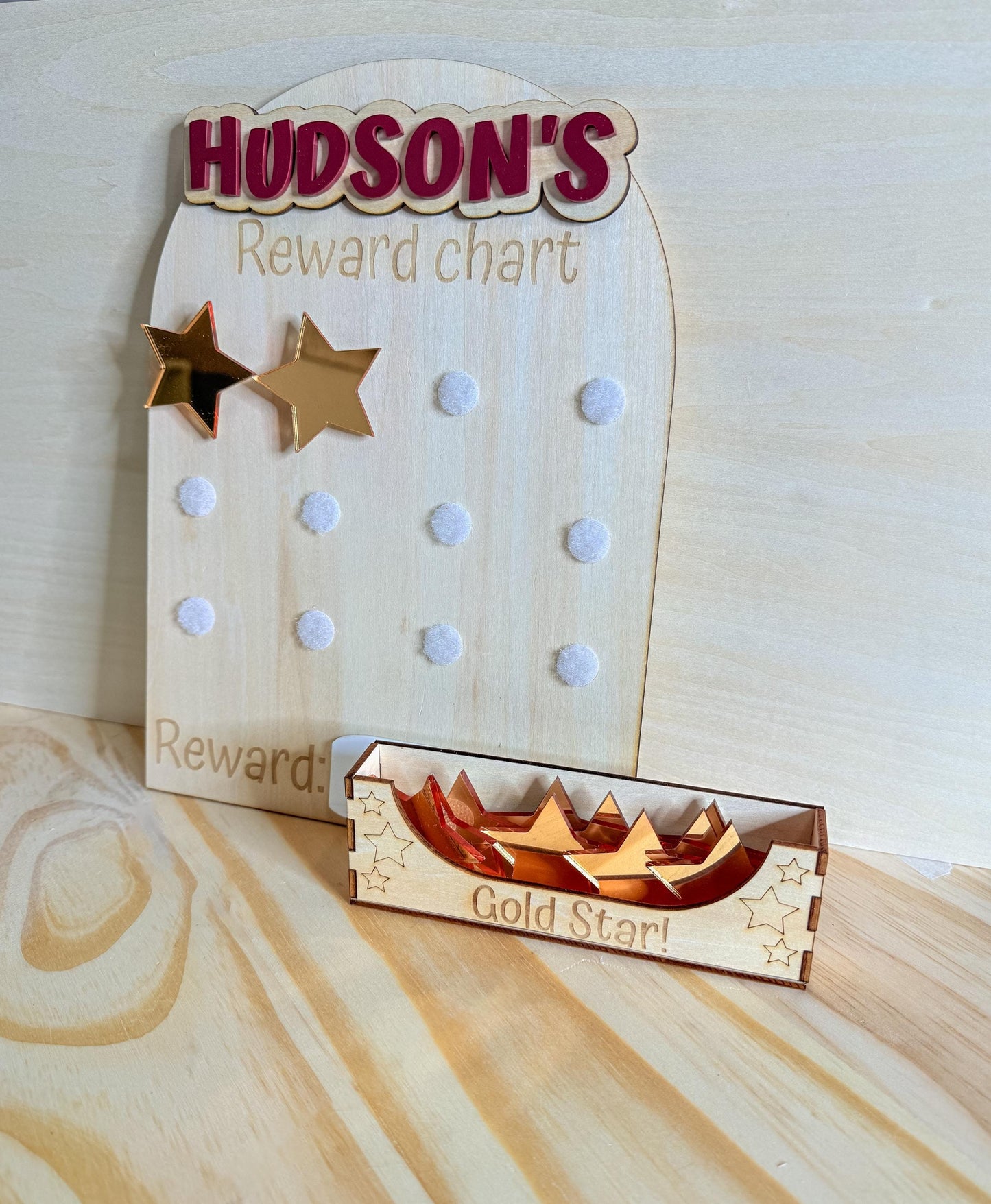 Personalized Magnetic Reward Chart with Gold Star Holder