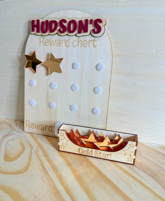 Personalized Magnetic Reward Chart with Gold Star Holder