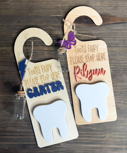 Personalized Tooth Fairy Door Hanger: Keepsake Jar, Custom Kids Decor