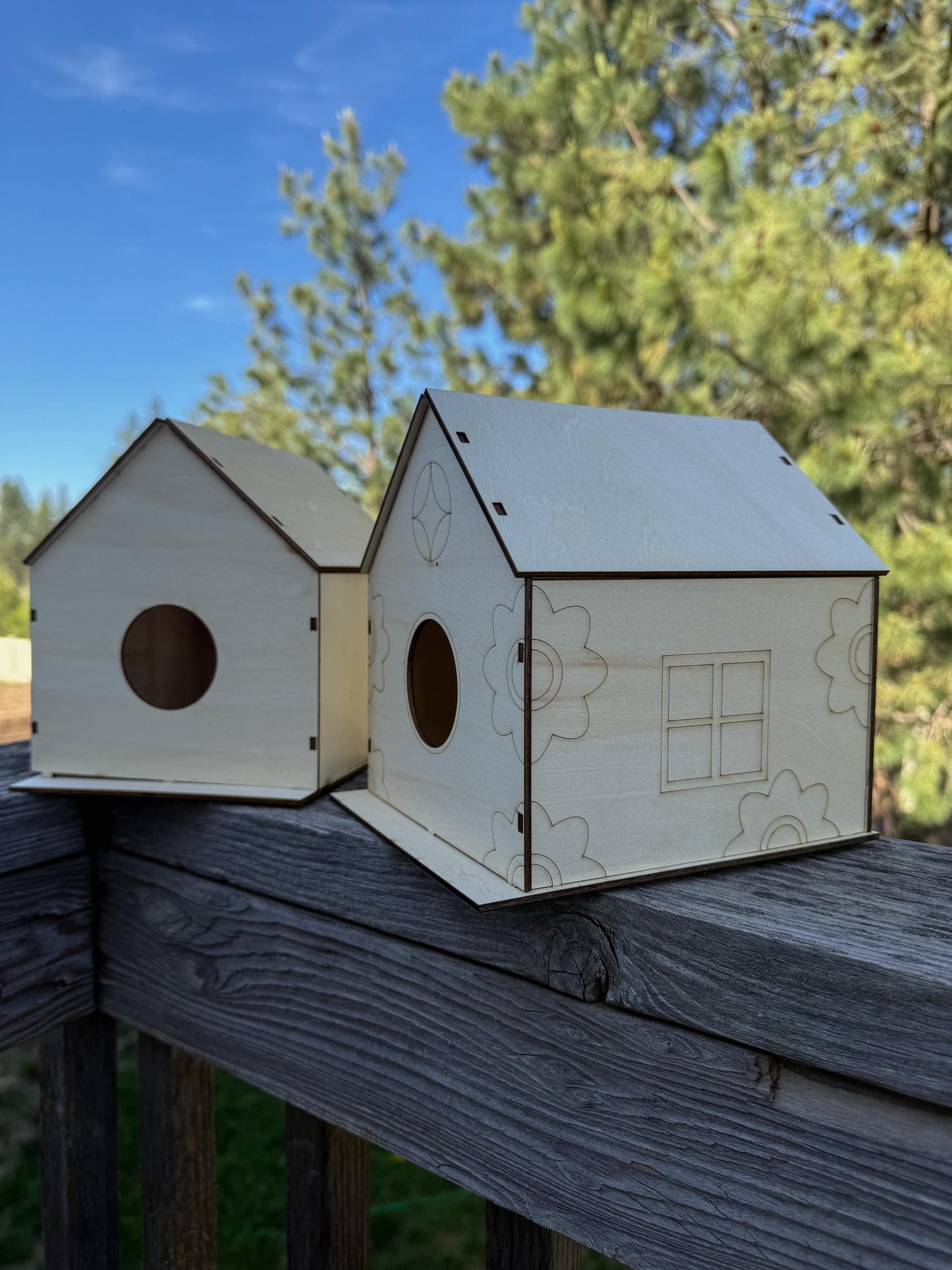 DIY Birdhouse Paint Kit: Floral or Plain Design - Fun Summer Craft