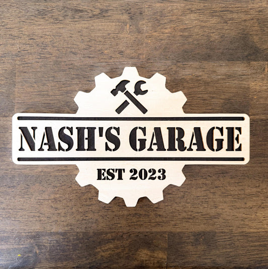 Custom Wood Garage Sign: 3D Laser Engraved Kids Decor