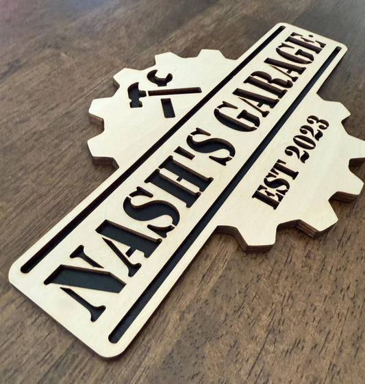 Custom Wood Garage Sign: 3D Laser Engraved Kids Decor